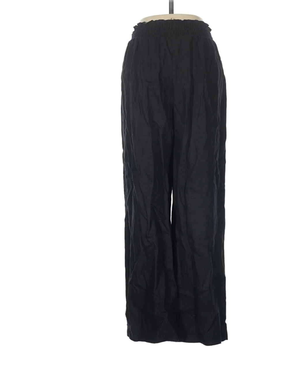 Reformation Vera Linen Pants Black Smocked Waist Wide Leg Pants Size medium